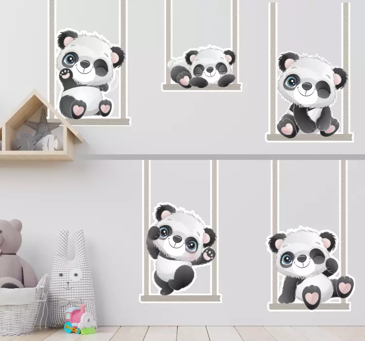 Autocolante para crianças figuras de panda adoráveis - TenStickers