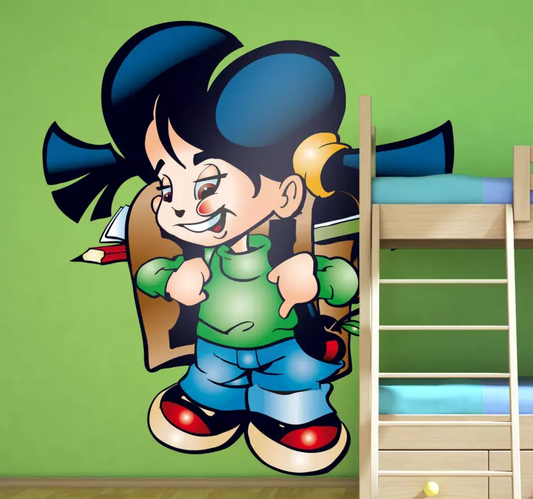 Autocolante para crianças garoto alegre da escola - TenStickers