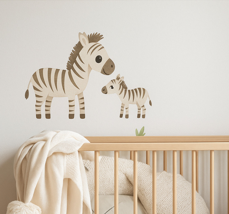 Autocolante para crianças mãe e filho zebra - TenStickers