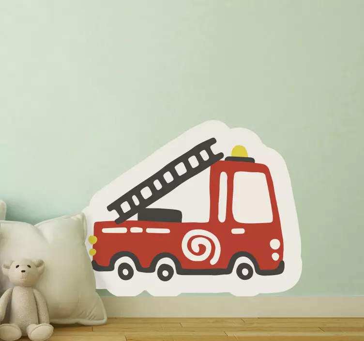 Autocolante para crianças projeto de caminhão de bombeiros - TenStickers