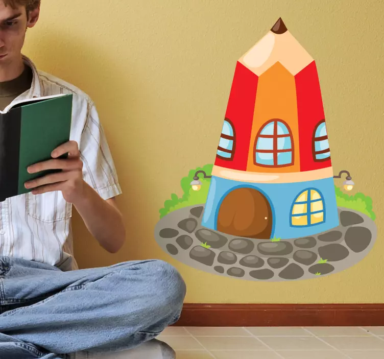 Autocolante para crianças projeto de casa de lápis - TenStickers