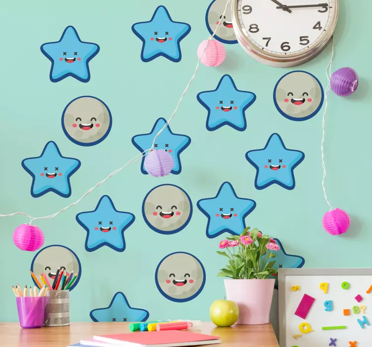 Autocolante para crianças sorrisos brincalhões de estrelas - TenStickers