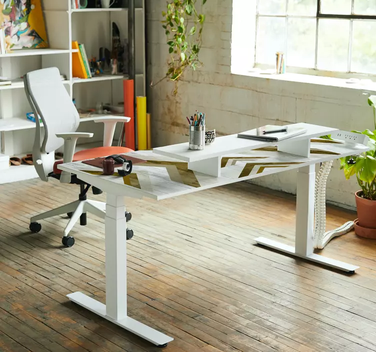 Autocolante para escritório chevron geométrico para mesa - TenStickers