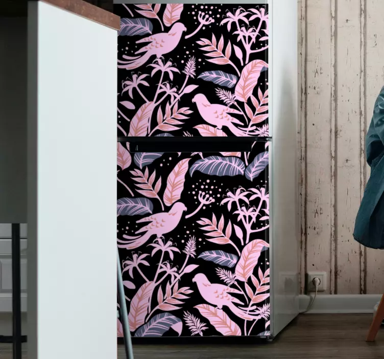 Autocolante para frigorífico conceito de pássaro tropical - TenStickers