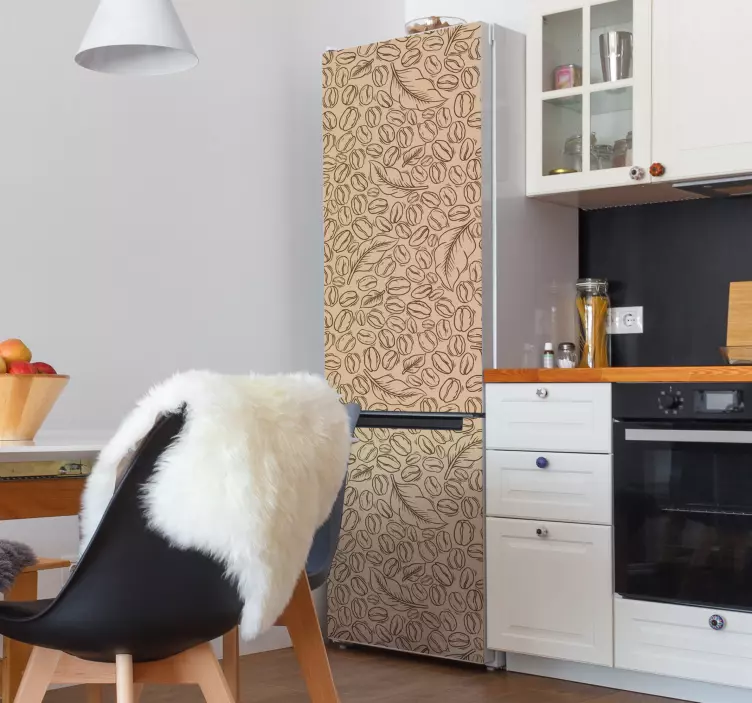 Vinil para frigorífico Folha e grãos de café - TenStickers