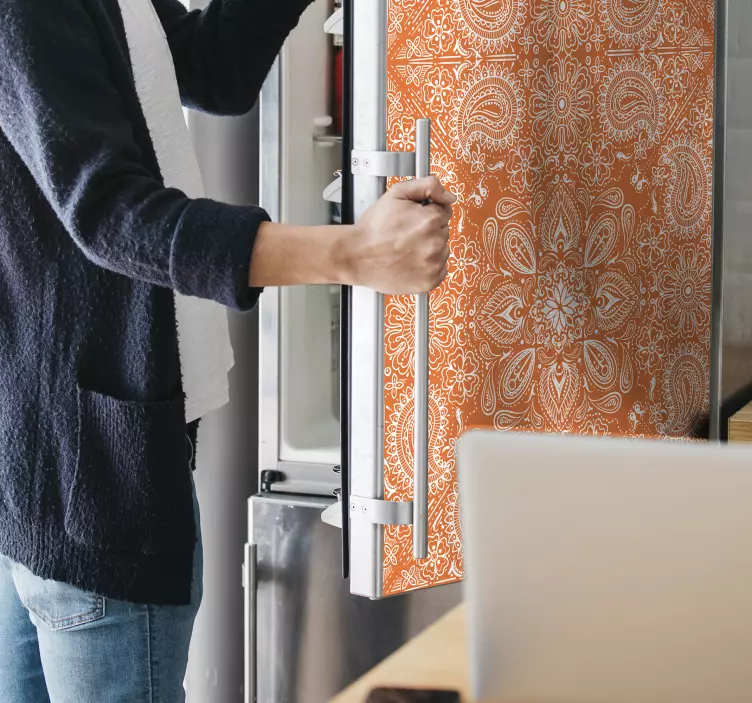 Autocolante para frigorífico padrão laranja elegante - TenStickers