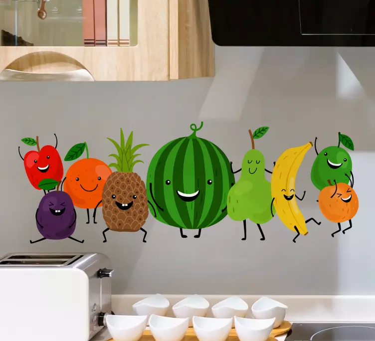 Autocolante para frigorífico personagens de frutas alegres - TenStickers