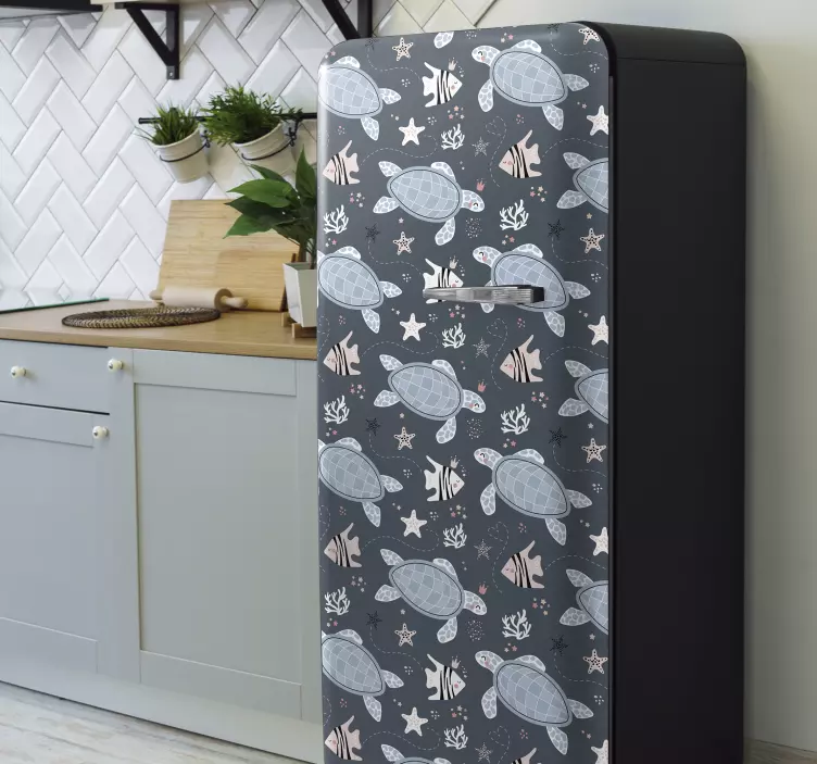 Autocolante para frigorífico Tartarugas e peixes no mar - TenStickers