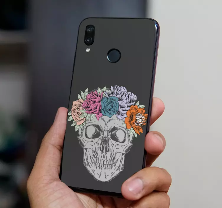 Autocolante para Huawei motivo de caveira floral - TenStickers