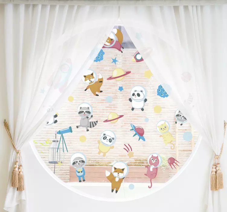 Autocolante para janelas de animais no espaço - TenStickers