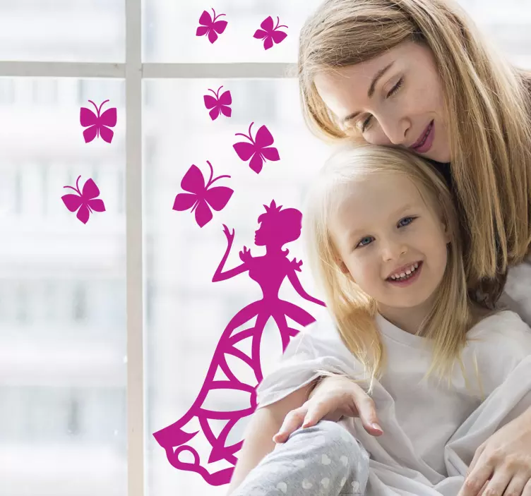 Autocolante para janelas princesa borboletas - TenStickers