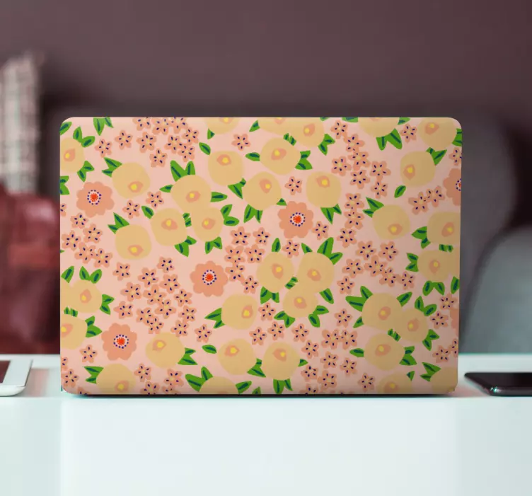 Autocolante para laptop alegria com motivos florais - TenStickers