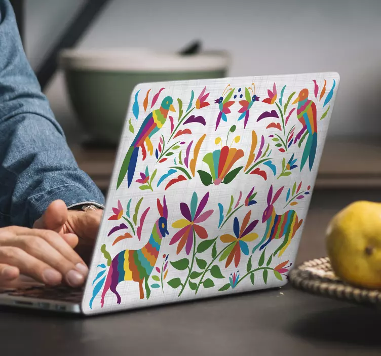Autocolante para laptop animais florais coloridos - TenStickers