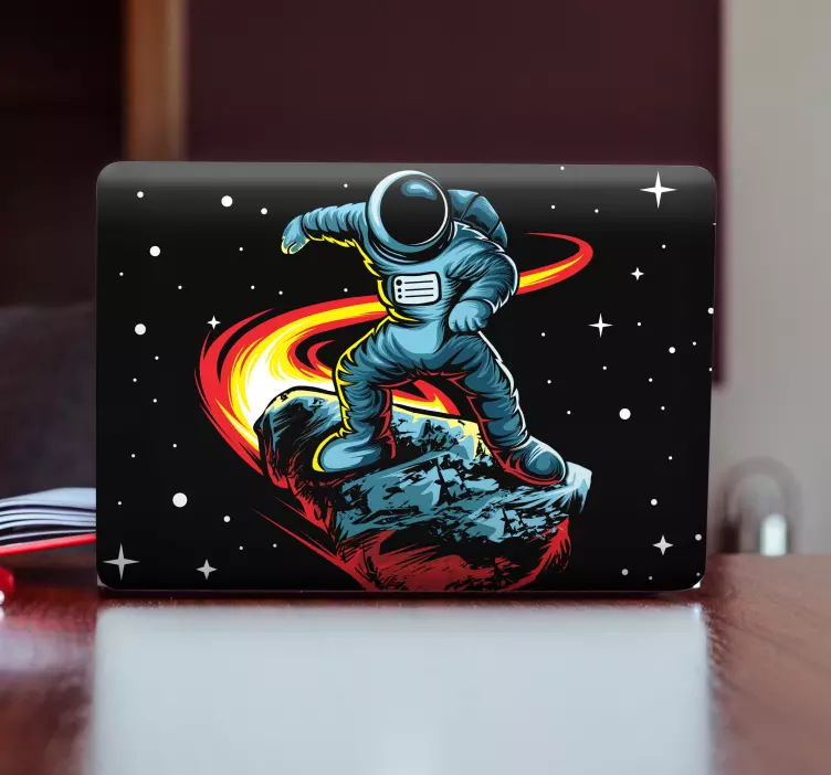 Autocolante para portátil aventura do astronauta flutuante - TenStickers