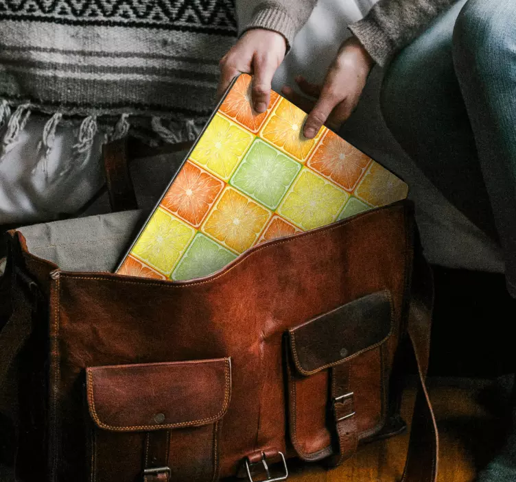 Autocolante para laptop azulejos de padrão cítrico - TenStickers