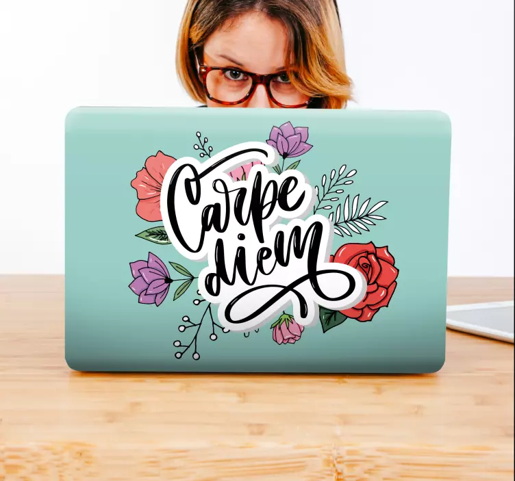 Autocolante para laptop carpe diem floral - TenStickers