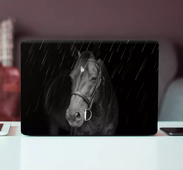 Autocolante para laptop cavalo com humor chuvoso - TenStickers