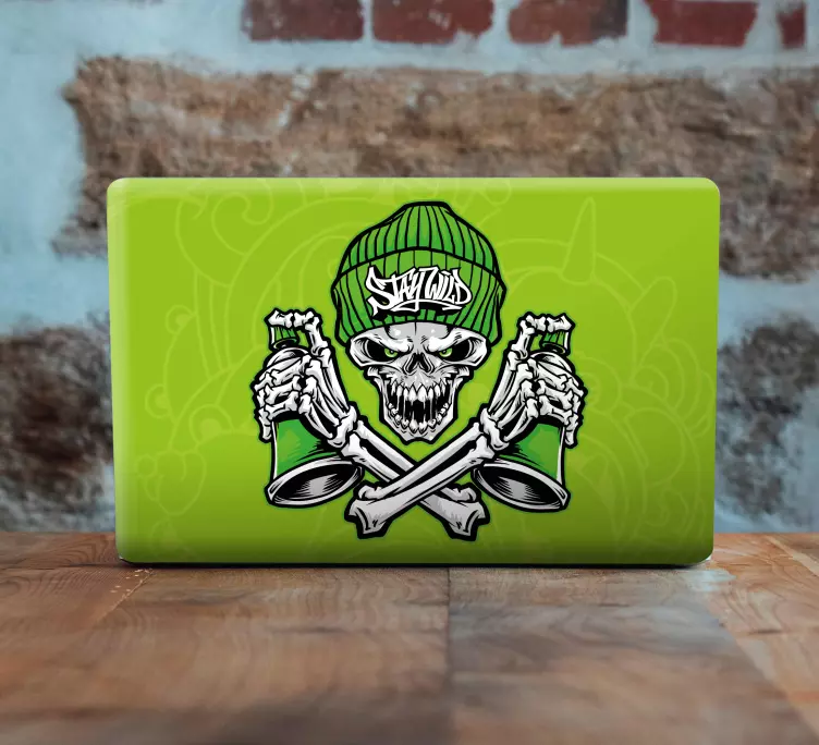 Autocolante para laptop caveira com ossos cruzados - TenStickers