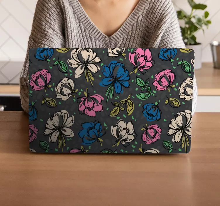 Autocolante para laptop com design floral - TenStickers