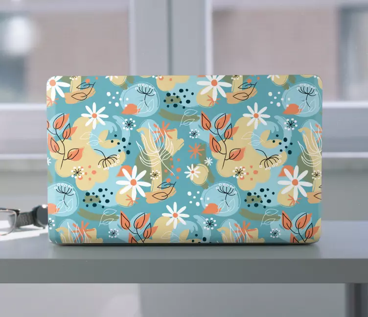 Autocolante para laptop com estampa floral - TenStickers