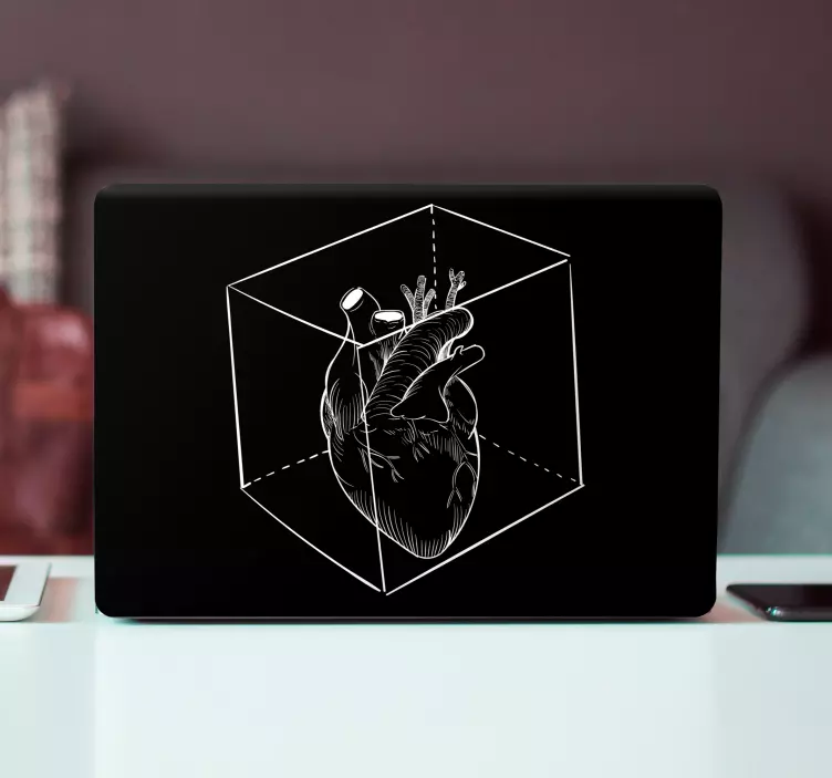 Autocolante para laptop coração em cubo - TenStickers