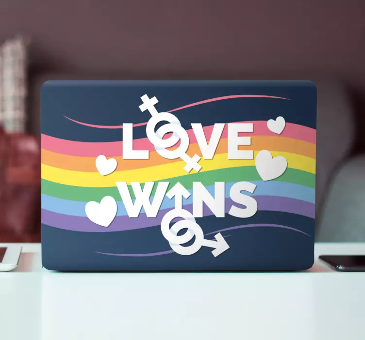 Autocolante para laptop declaração de que o amor vence - TenStickers