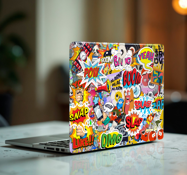 Autocolante para laptop desenhos de bombas multicoloridas - TenStickers