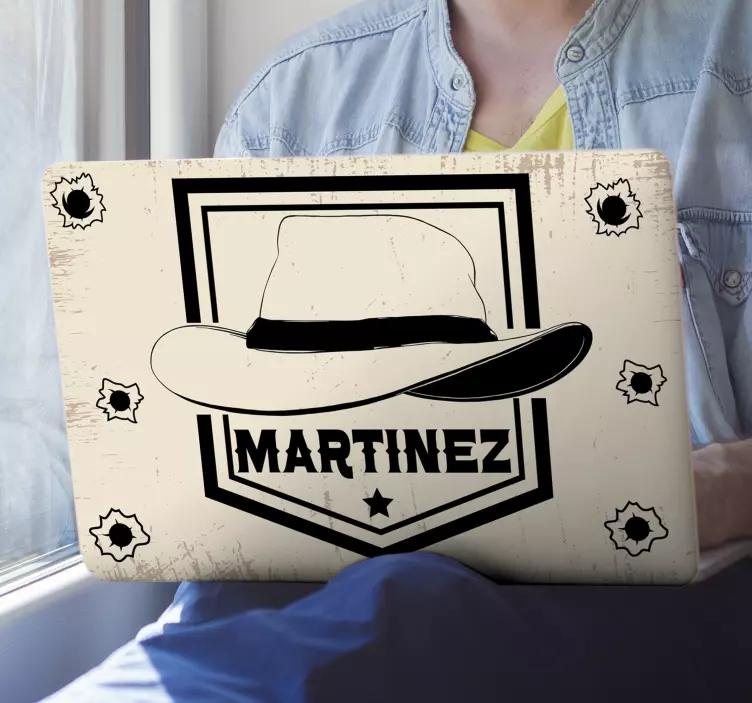 Autocolante para laptop design de nome chapéu de cowboy - TenStickers