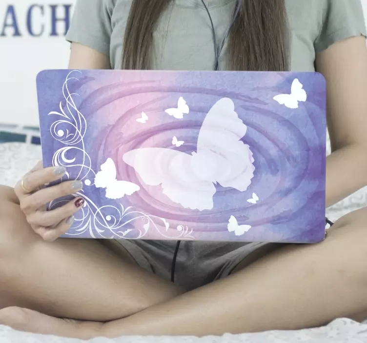 Autocolante para laptop design de redemoinhos de borboleta - TenStickers