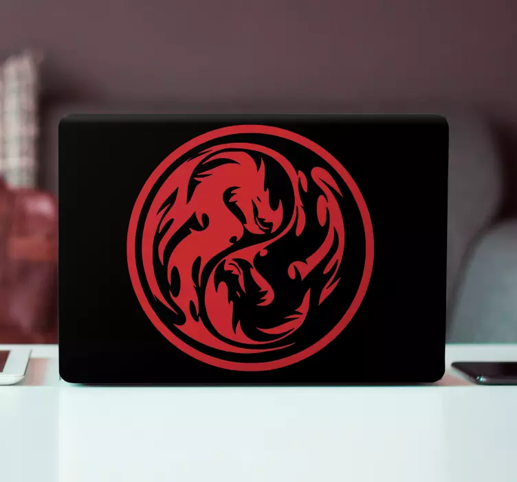 Autocolante para laptop emblema do dragão vermelho - TenStickers