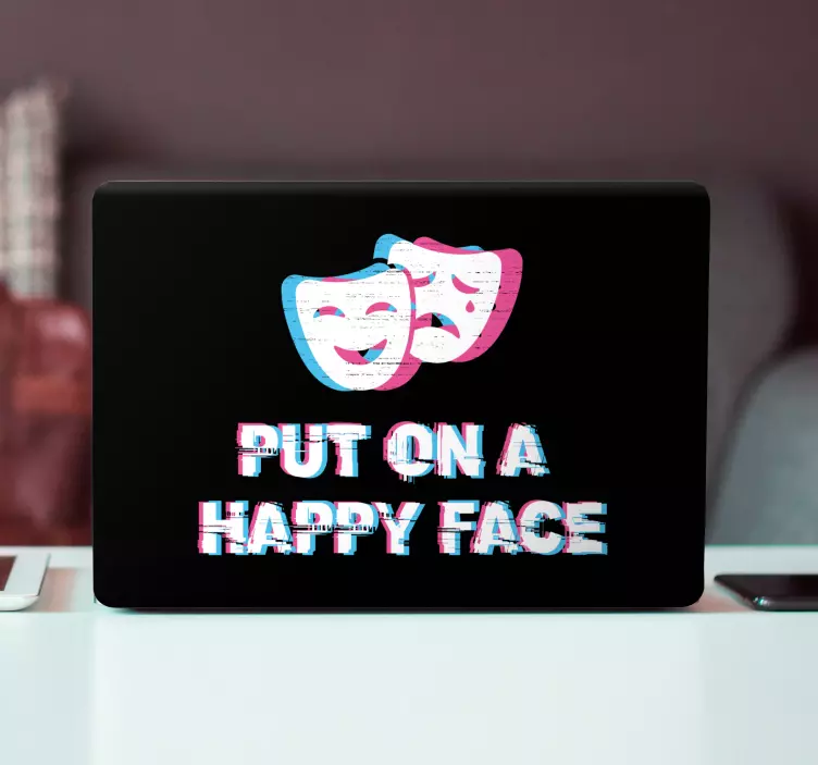 Autocolante para laptop expressão facial feliz - TenStickers