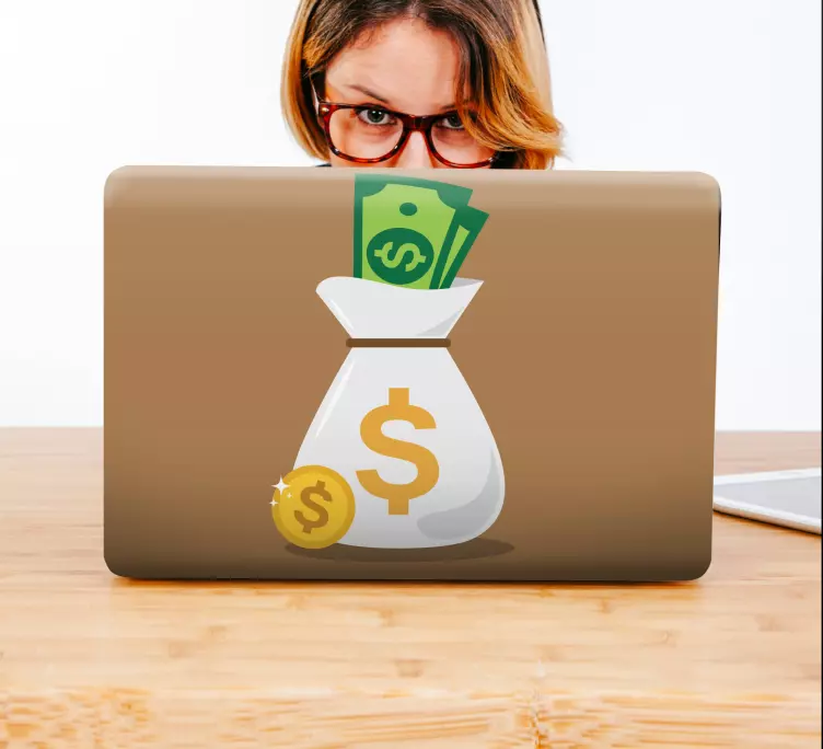 Autocolante para laptop ilustração de bolsa de dinheiro - TenStickers