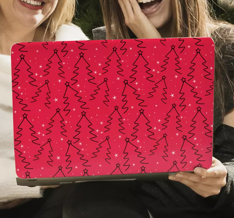 Autocolante para laptop padrão de árvore festiva - TenStickers