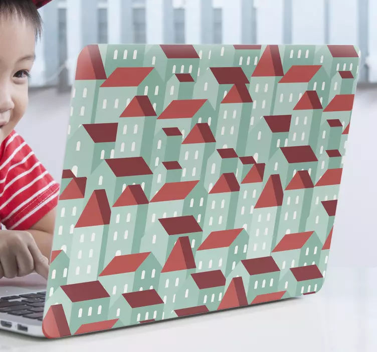 Autocolante para laptop padrão de casa colorida - TenStickers
