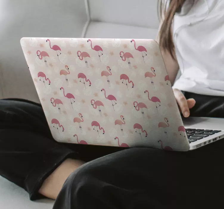 Autocolante para laptop padrão de flamingo encantador - TenStickers