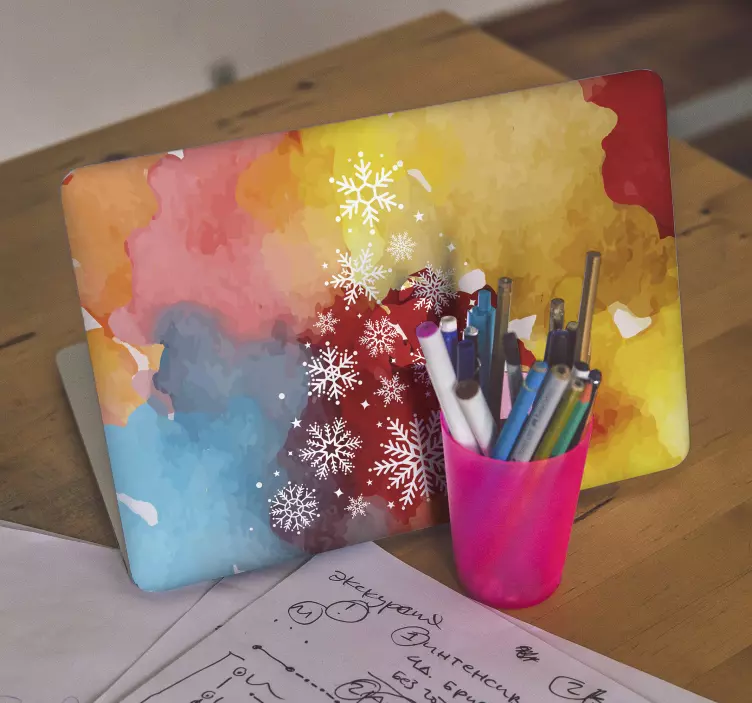 Autocolante para laptop padrão de floco de neve colorido - TenStickers