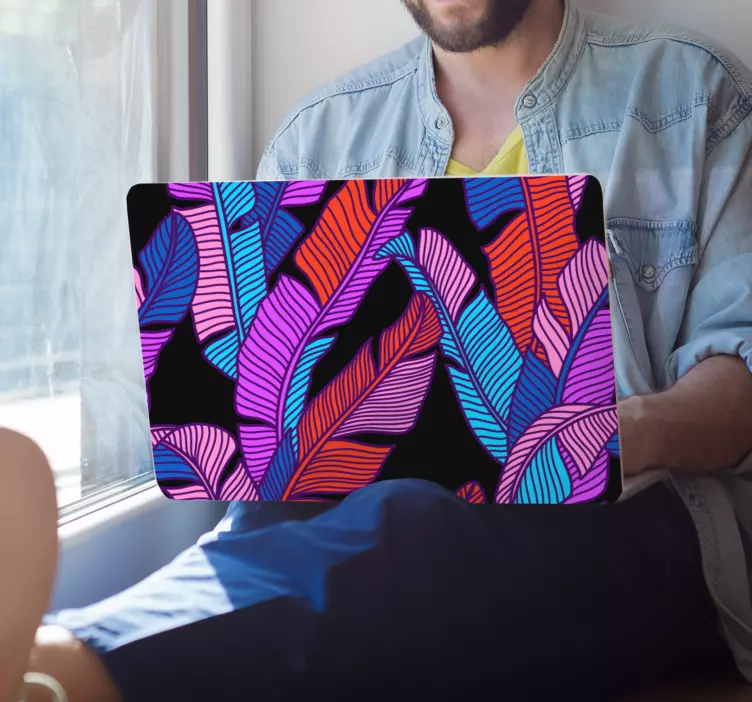 Autocolante para laptop padrão de folhas coloridas - TenStickers