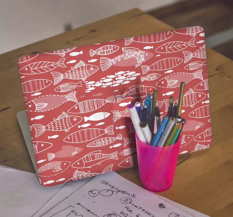Autocolante para laptop padrão de peixe caprichoso - TenStickers