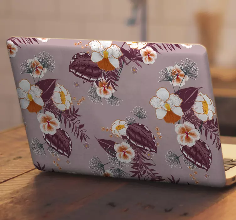 Autocolante para laptop padrão floral botânico - TenStickers