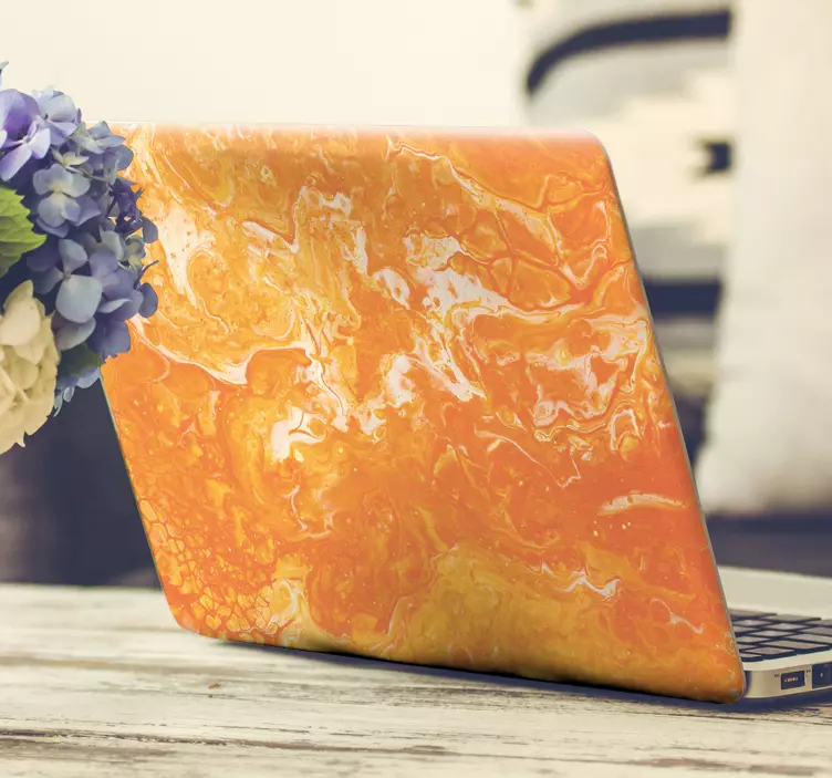 Autocolante para laptop padrão laranja forte - TenStickers