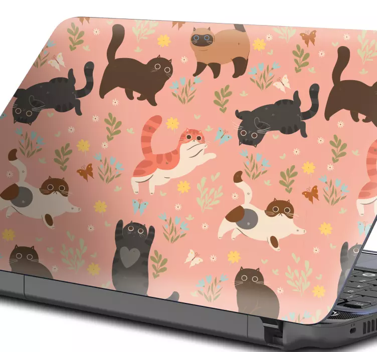 Autocolante para laptop padrões de gatos brincalhões - TenStickers