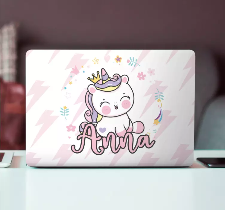 Autocolante para laptop unicórnio bebê personalizado - TenStickers