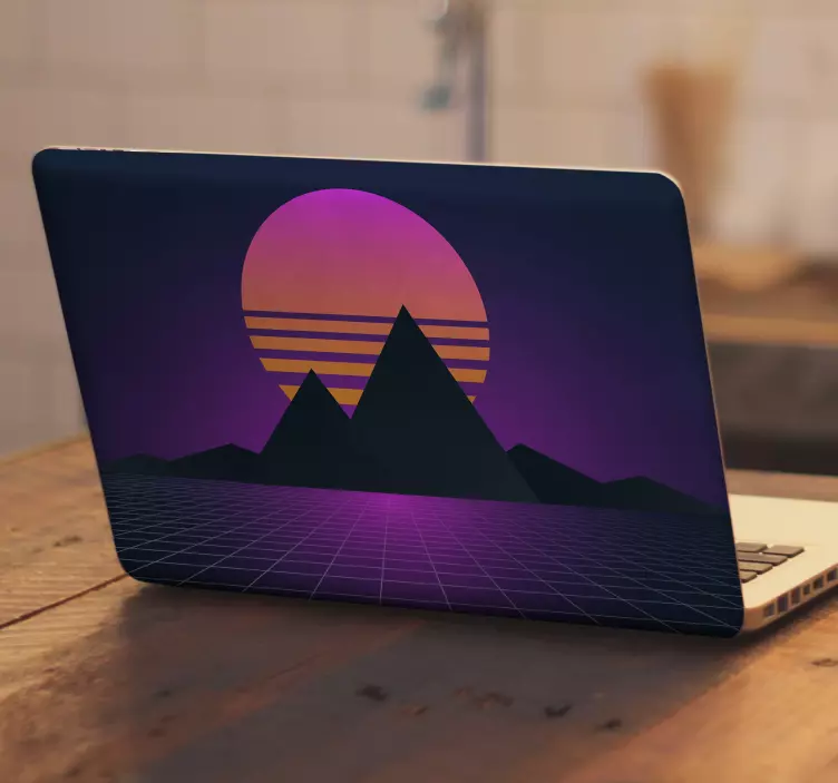 Autocolante para laptop picos do pôr do sol retrô - TenStickers