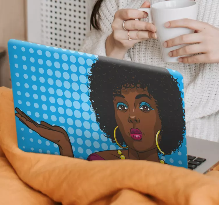 Autocolante para laptop retrato de mulher estilosa - TenStickers