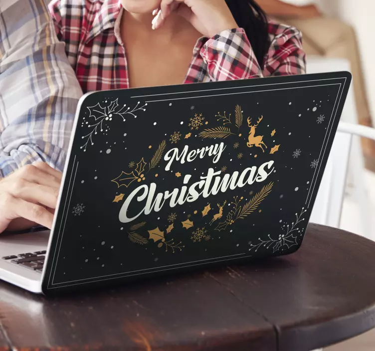 Autocolante para laptop saudações de feliz natal - TenStickers