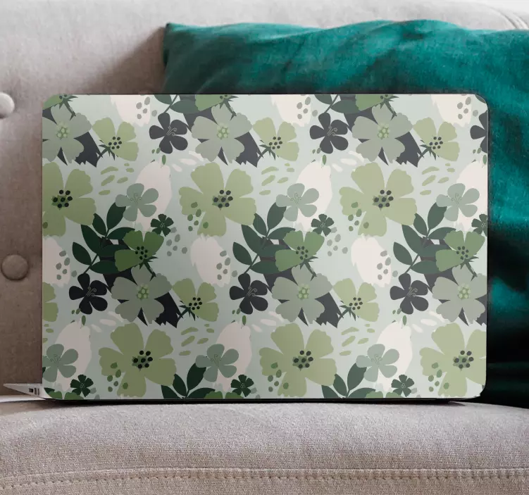 Autocolante para laptop estampa floral verde - TenStickers
