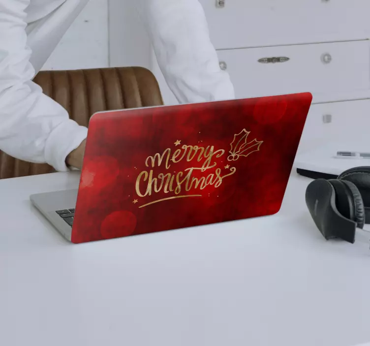 Autocolante para laptop votos de feliz natal - TenStickers