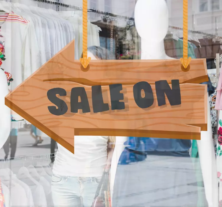 Autocolante para montras flecha de venda de madeira - TenStickers