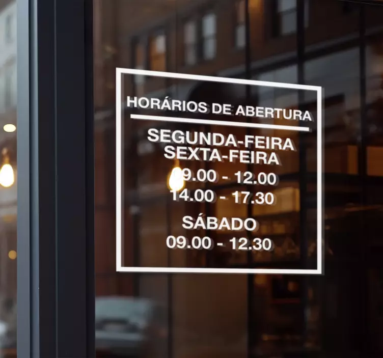 Autocolante para montras horário de loja personalizado - TenStickers