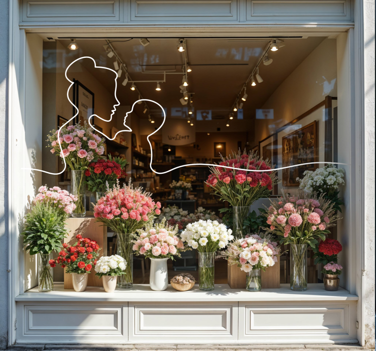 Autocolante para montras mãe da arte de linha - TenStickers